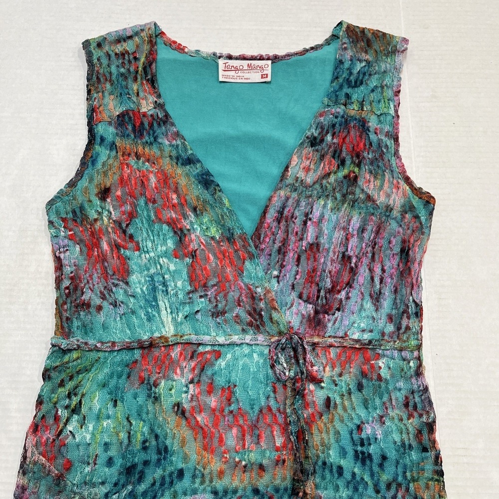 Tango Mango Y2K Dress Womens M Colorful Mesh Overlay Asymmetrical Fairy Whimsy - Picture 8 of 12